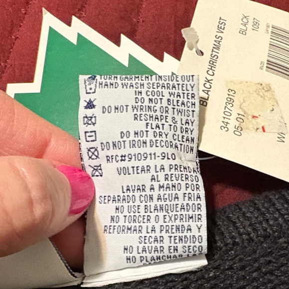 NWT Bobbie Brooks Black Sweater Vest with Colorful Ornaments Sz Large - Picture 9 of 11